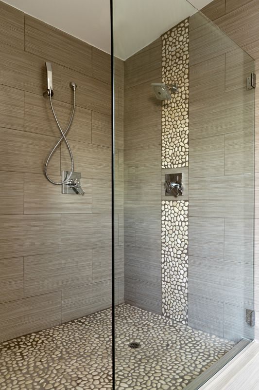 Contemporary Shower with Tile Accents
